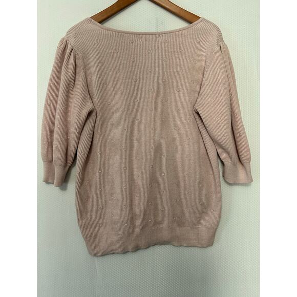 Maurices Pink Sweater Ribbed Puff Short Sleeve Casual Pull Over Top Size XL - Picture 5 of 7
